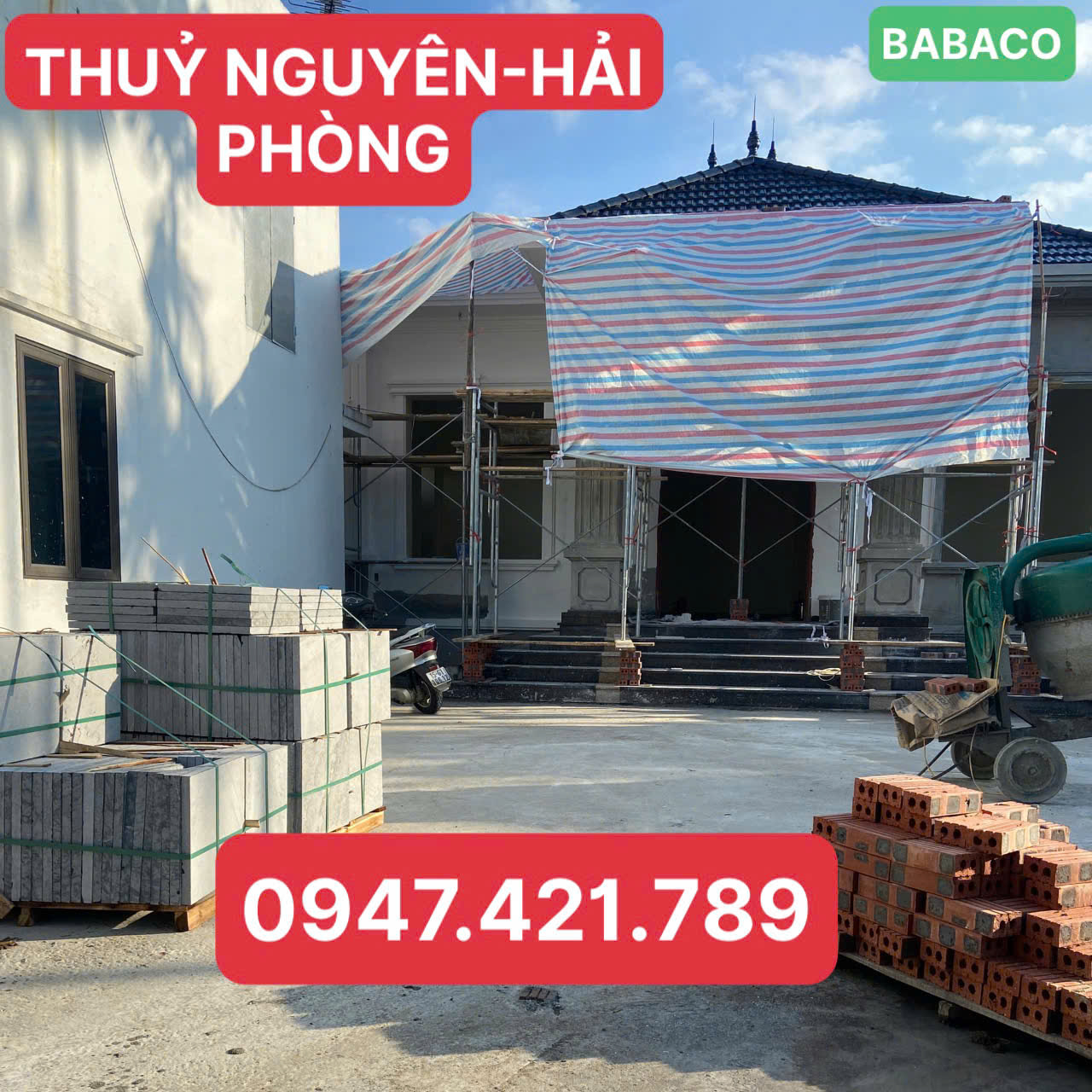 Đơn Hàng Đá Lát Sân Tự Nhiên Xanh Đen Thủy Nguyên- Hải Phòng