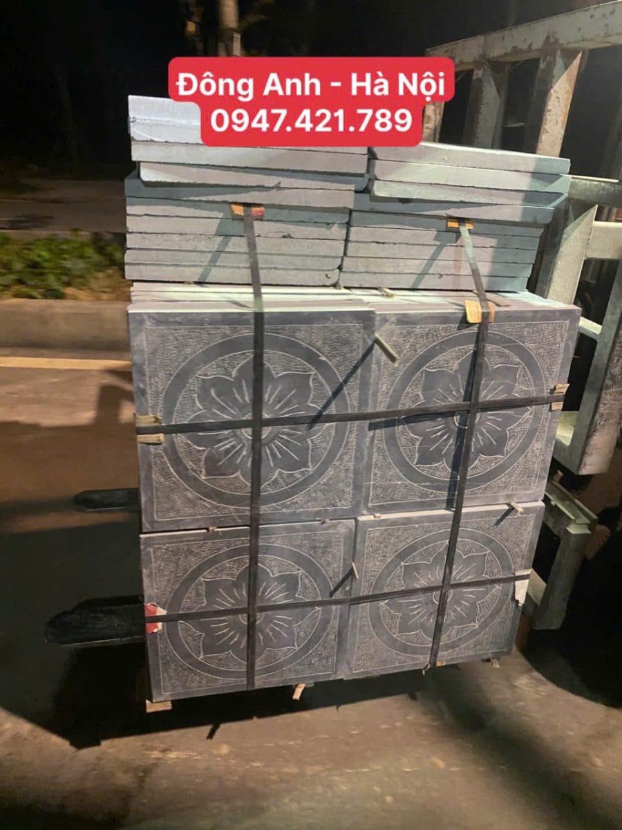 Đá xanh đen khắc hoa văn vận chuyển về Đông Anh-Hà Nội
