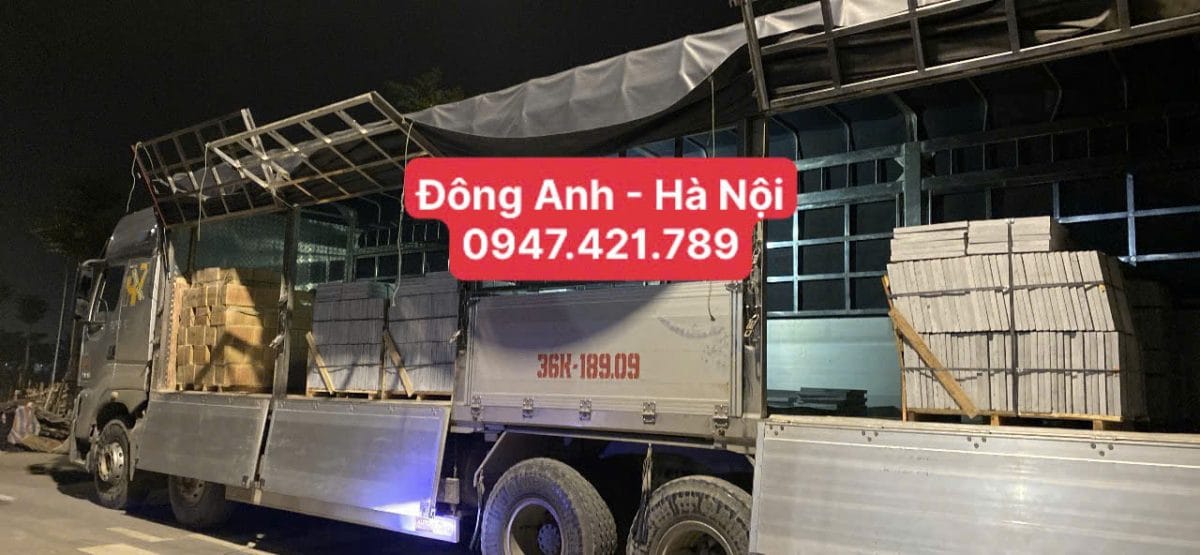 Đá xanh đen khắc hoa văn vận chuyển về Đông Anh-Hà Nội
