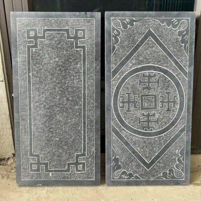 Đá xanh đen trạm khắc hoa văn