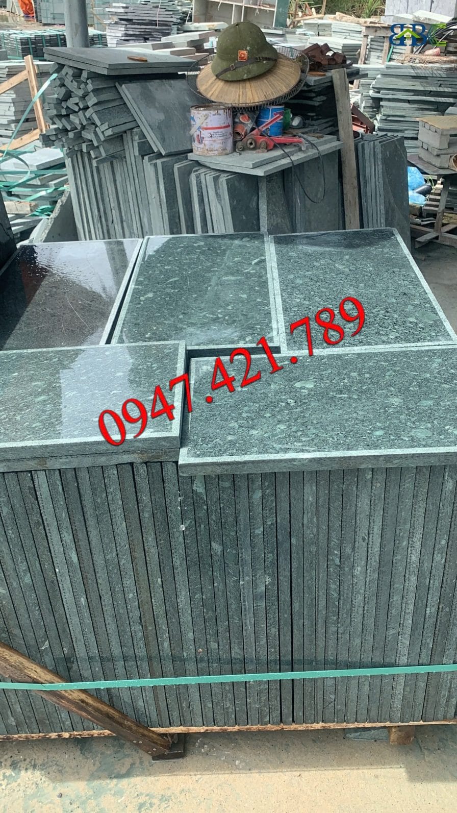 Đá xanh rêu Thanh Hóa mài mặt cà viền