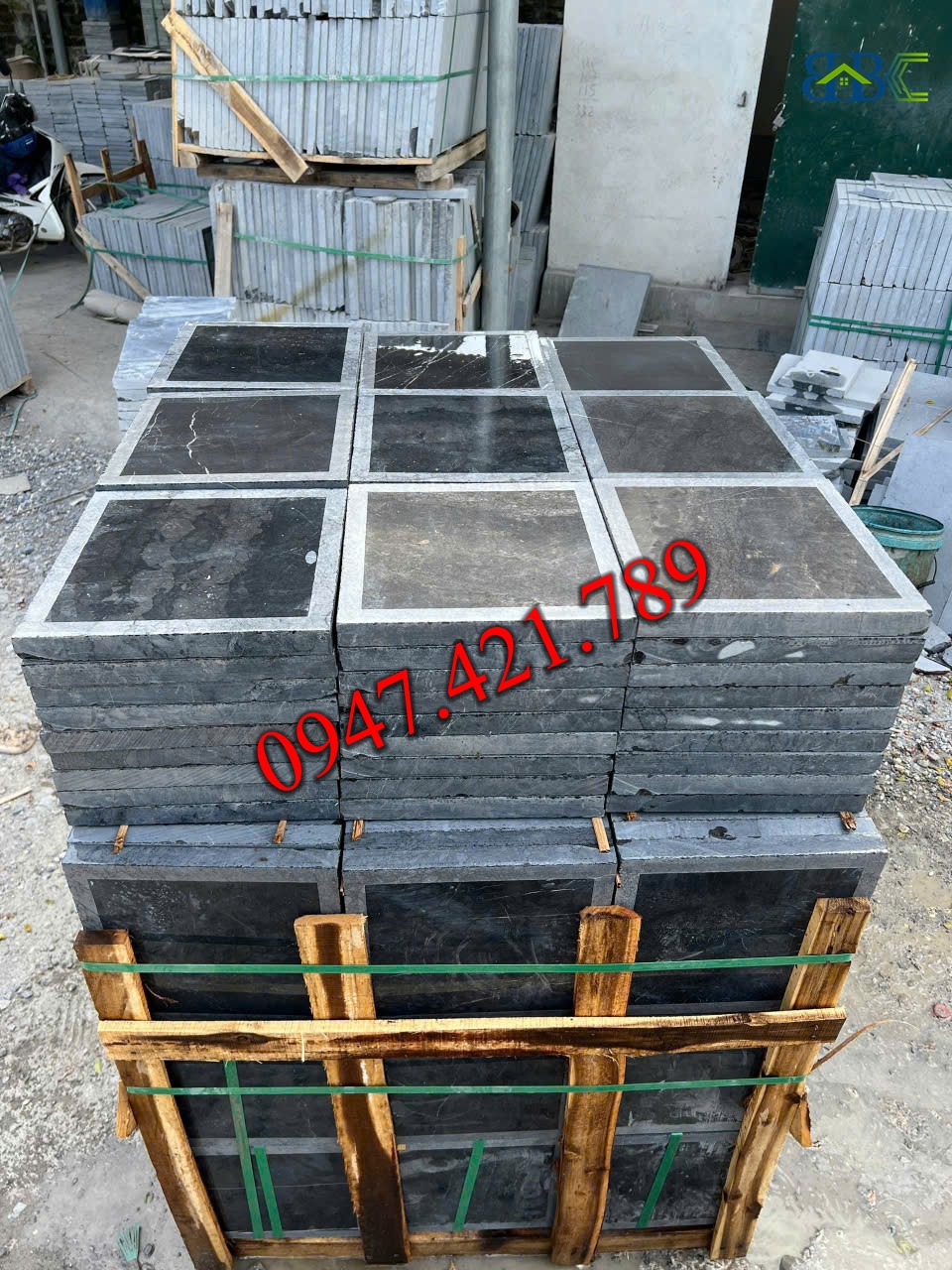 Đá xanh đen mài cà viền